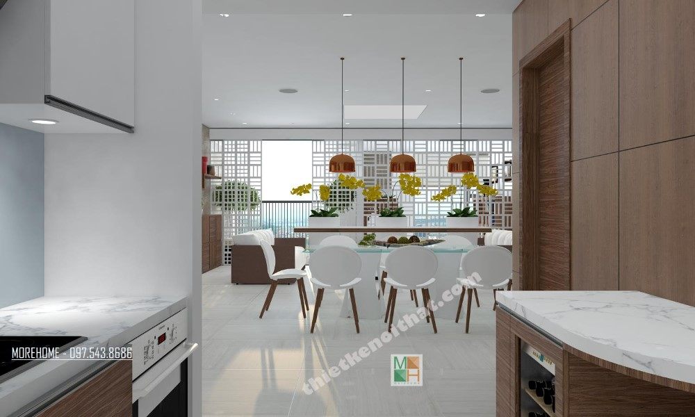 Thiết kế nội thất phòng bếp chung cư VINHOME Nguyễn Chí Thanh